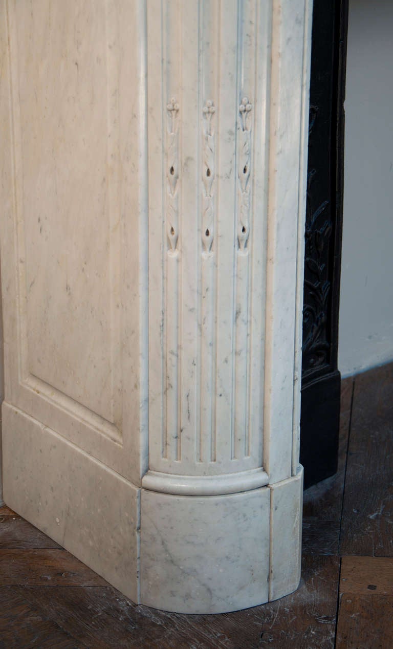 Antique Louis Xvi Style Fireplace Made out of Carrara Marble, 19th Century 2