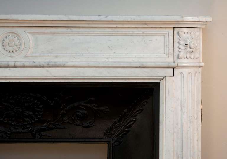 Louis XVI Antique Louis Xvi Style Fireplace Made out of Carrara Marble, 19th Century