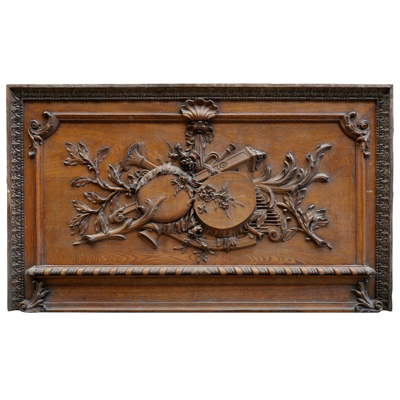 Louis XVI Style Carved Oak Wood Door Pediment, 19th Century