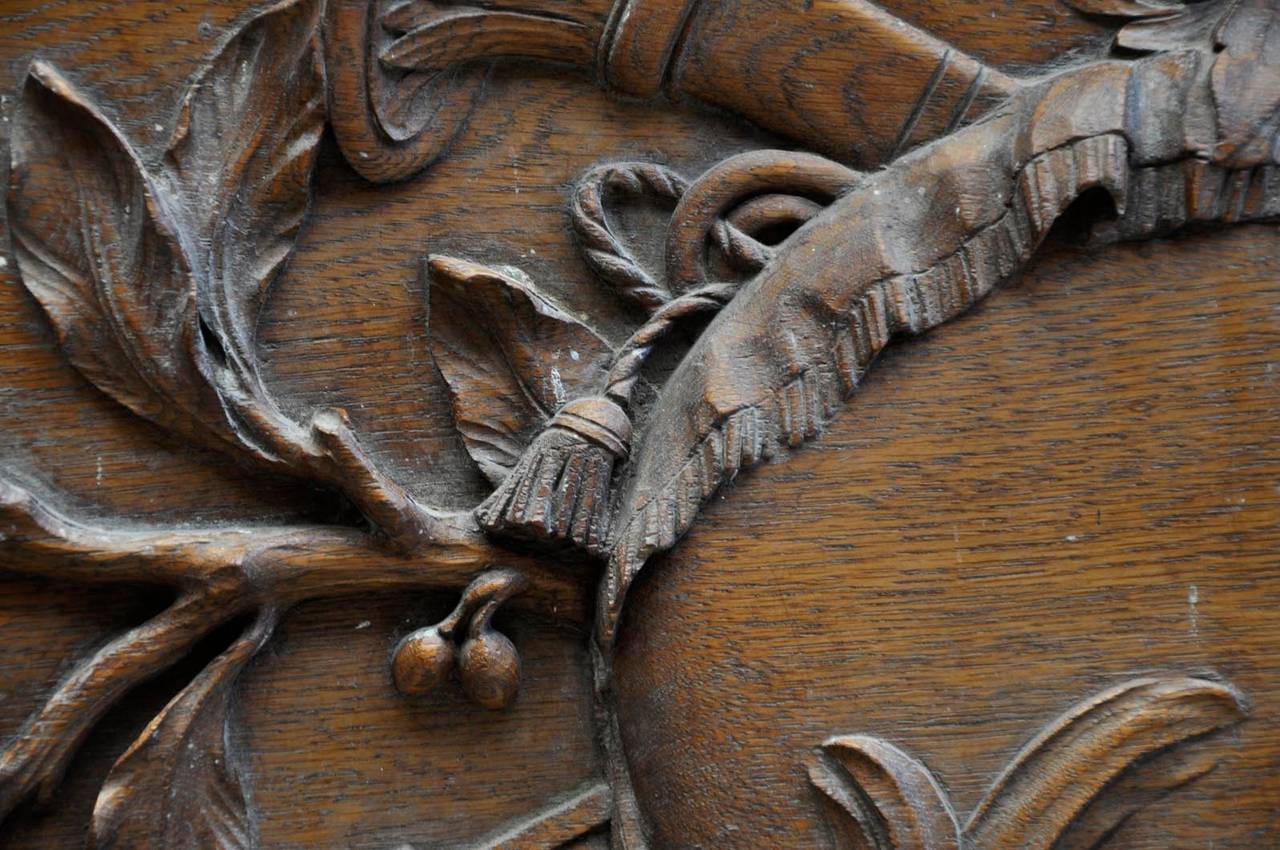 Louis XVI Style Carved Oak Wood Door Pediment, 19th Century 2
