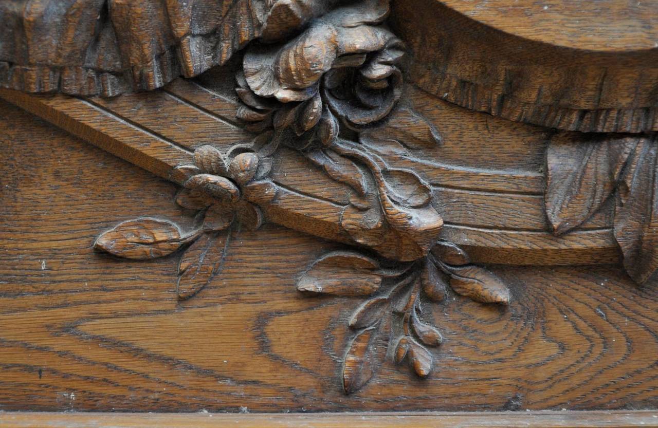 Louis XVI Style Carved Oak Wood Door Pediment, 19th Century 3