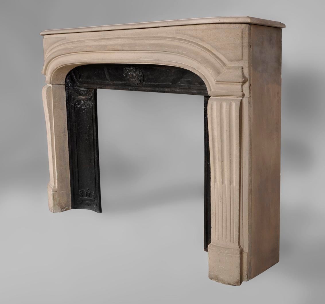 Carved Antique Regence Style Stone Fireplace, 19th Century