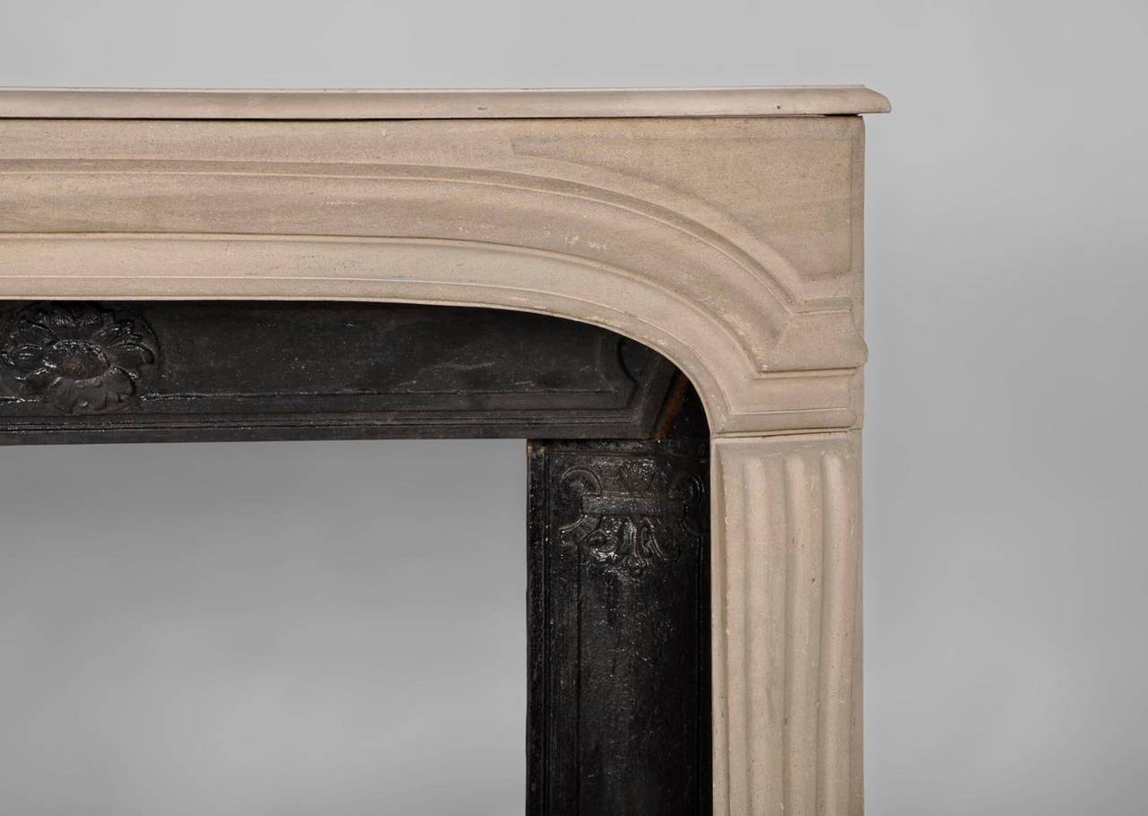Antique Regence Style Stone Fireplace, 19th Century In Good Condition In Saint Ouen, FR