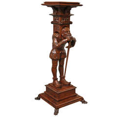 Neo-Renaissance Style Sellette Carved in Walnut Wood, 19th Century