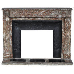 Louis XVI Style Fireplace Sculpted in "Rouge Du Nord" Marble