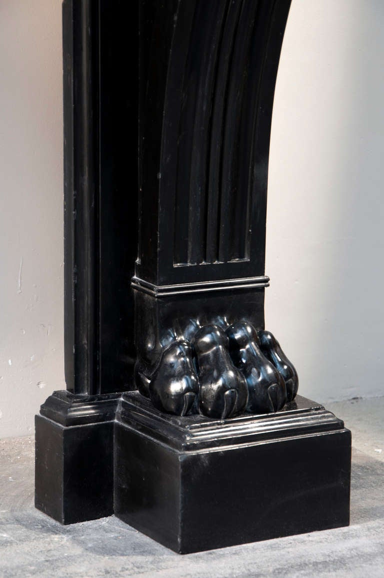 Napoleon III Style Fireplace with Black Belgian Marble Lion Paws 3