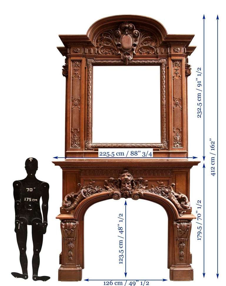 Rare Oak Wood Fireplace after the Hercules Salon, Versailles Palace For Sale 4