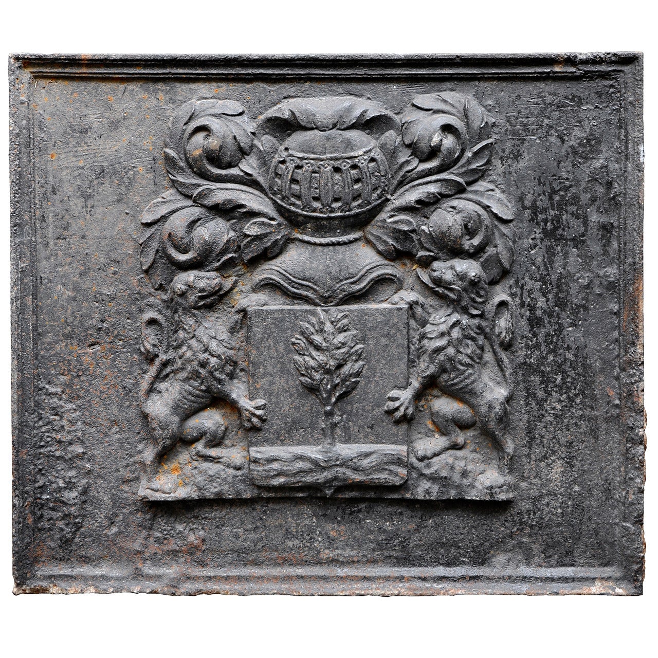 Large Antique 18th Century Fireback For Sale
