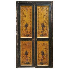 Double Door with Putti and Flower Decor on Gold Painted Background