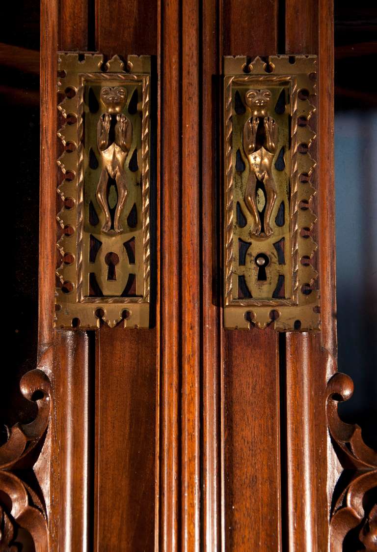 19th Century Neo-Gothic style Buffet made out of carved walnut by Leroux, cabinetmarker, 1882