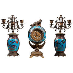 Chinese style Clock set with real chinese enamels