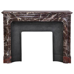 19th Century Louis XIV Style Fireplace in Red Levanto Marble