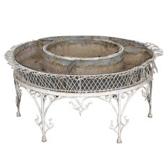 Vintage round plant stand in wrought iron, 19th century
