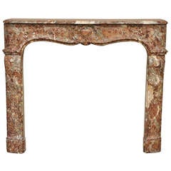 18th C. Louis XV Period Fireplace in Rouge Royal Marble