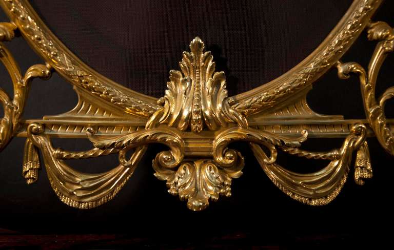 Louis XVI style gilded bronze fire screen made by Charles Casier, 19th c. 1