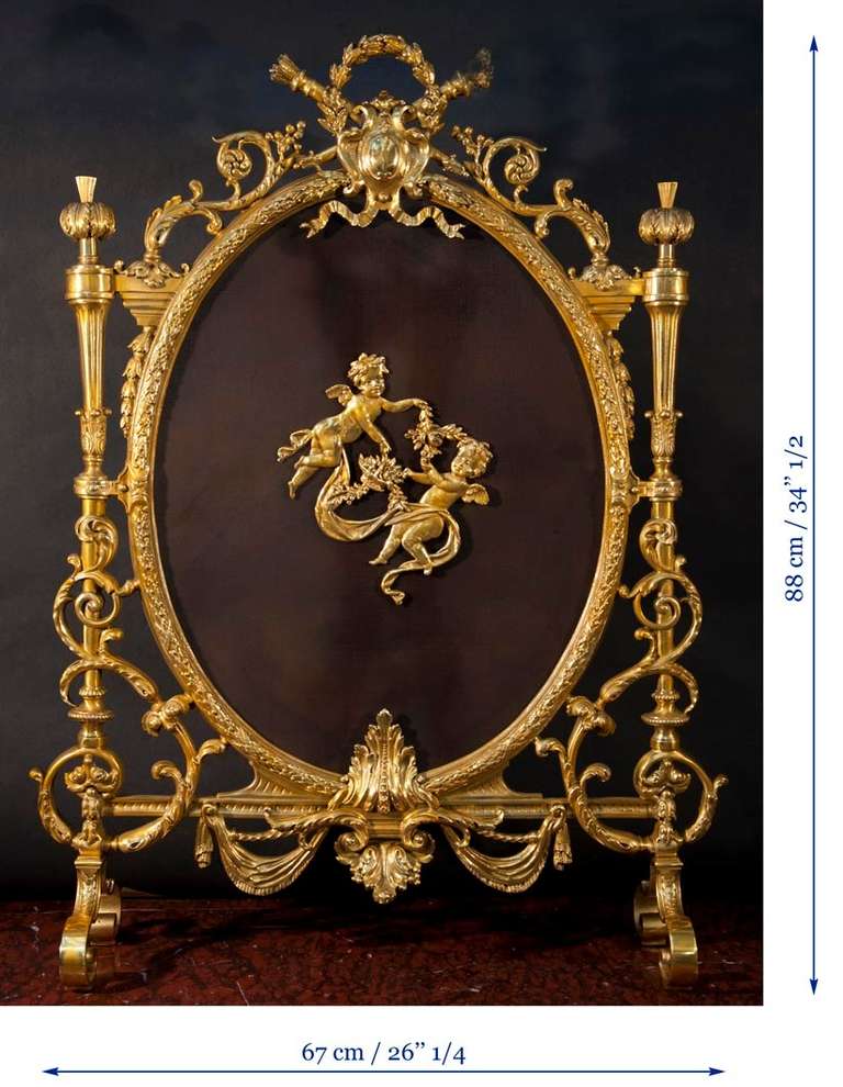 Louis XVI style gilded bronze fire screen made by Charles Casier, 19th c. 3