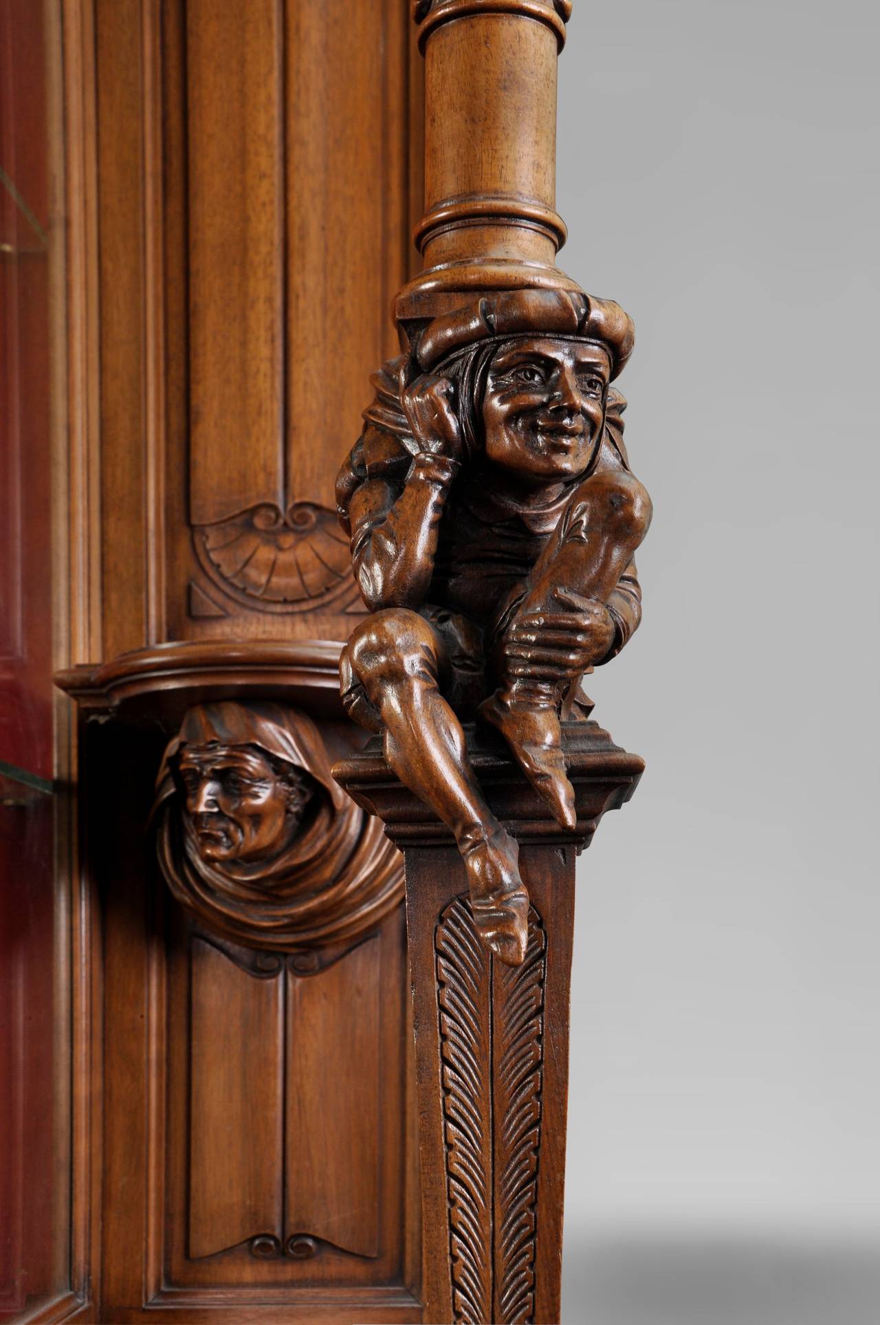 French BELLANGER, cabinetmaker : Neo-Renaissance style cabinet with chimeras decor For Sale