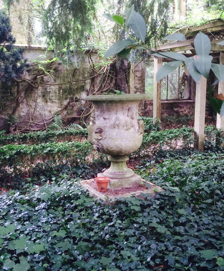 Napoleon III Pair of Antique Garden Vases with Mythological Scenes