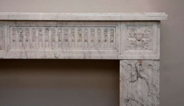 Antique Louis XVI period fireplace made out of Carrara marble, 18th c. 1