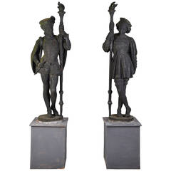 "The Pages, " 19th Century Cast Iron Garden Statues from the Tusey Foundry