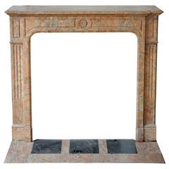 Antique Napoleon III Style Fireplace with Pink-Grey Marble, 19th Century