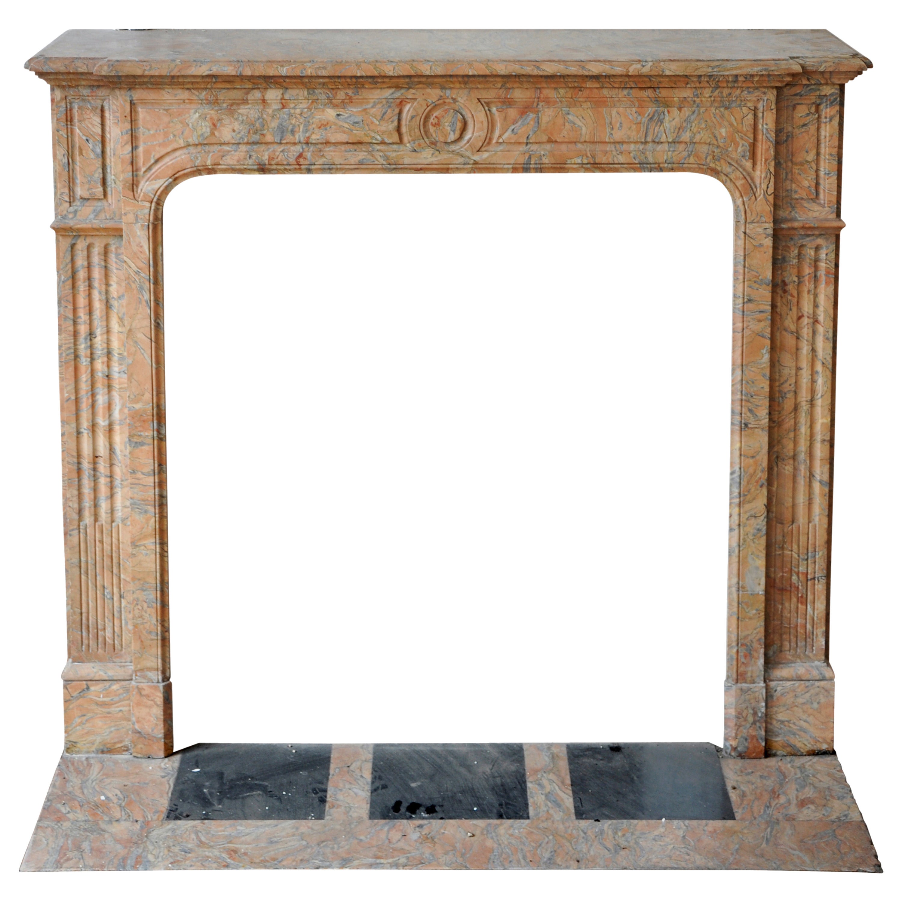 Antique Napoleon III Style Fireplace with Pink-Grey Marble, 19th Century For Sale