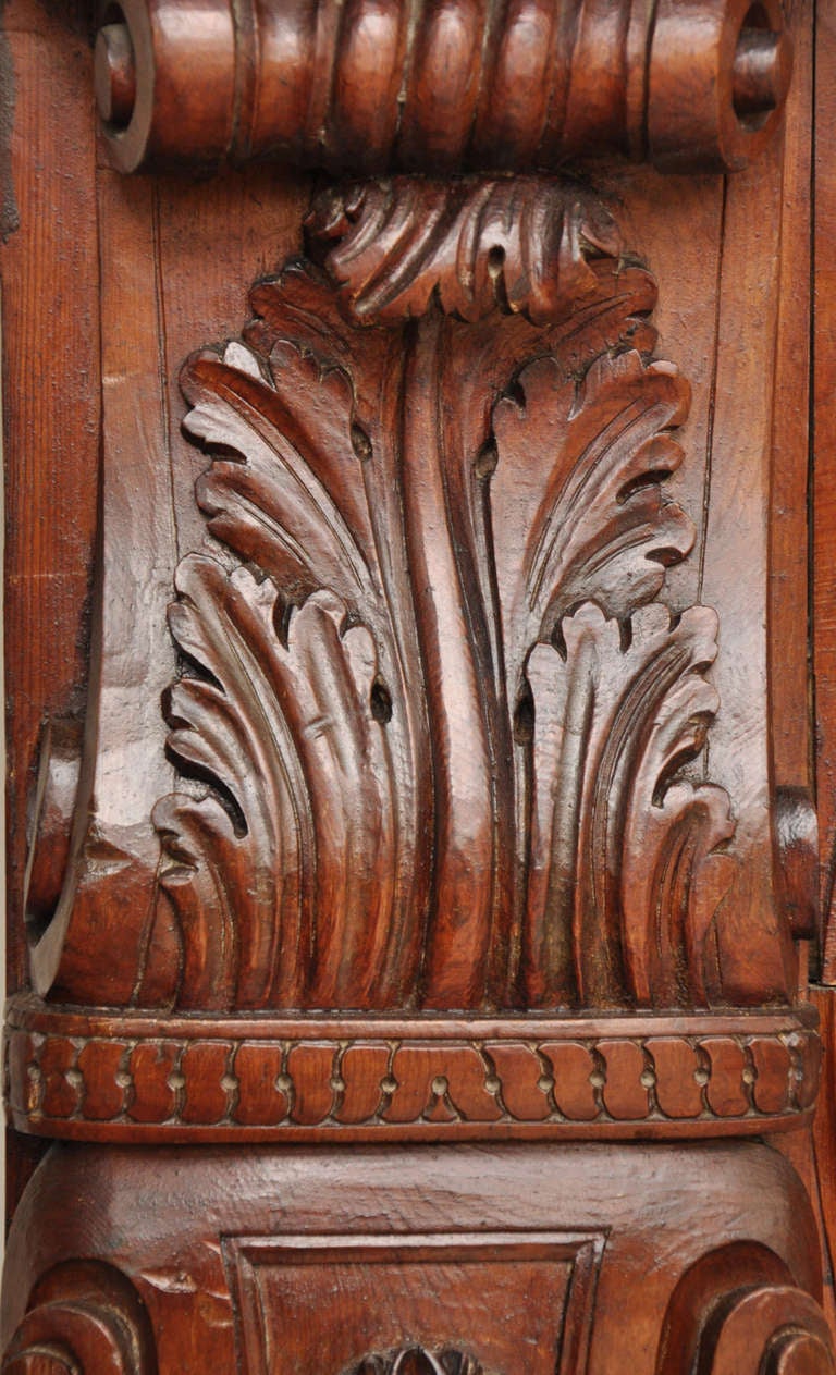 Rare pine wood Louis XV style fireplace, 19th c. 2