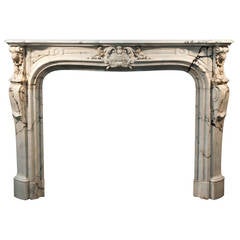 Very Beautiful Antique, Louis XV Style Firepace Made Out of Panazeau Marble