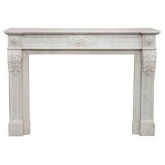 Louis XVI Style Fireplace Made in White Carrara Marble