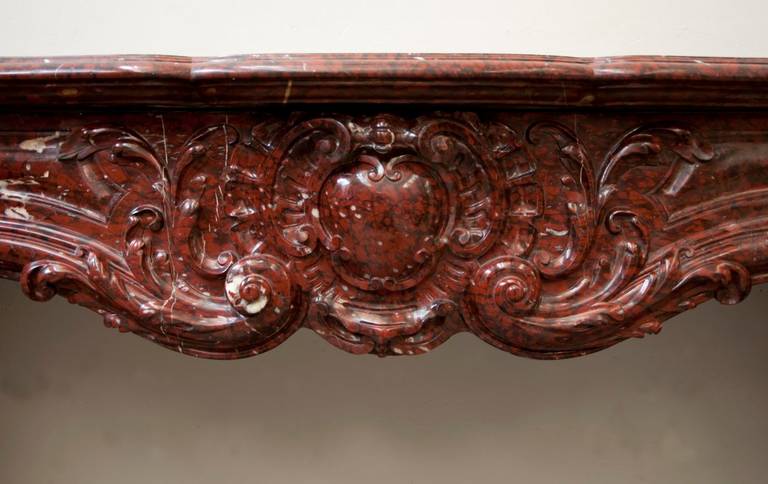 Beautiful Antique, Louis XV Style Fireplace Made Out of Red Griotte Marble