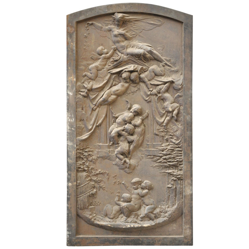 Cast iron low-relief "Le Printemps", 19th c. For Sale