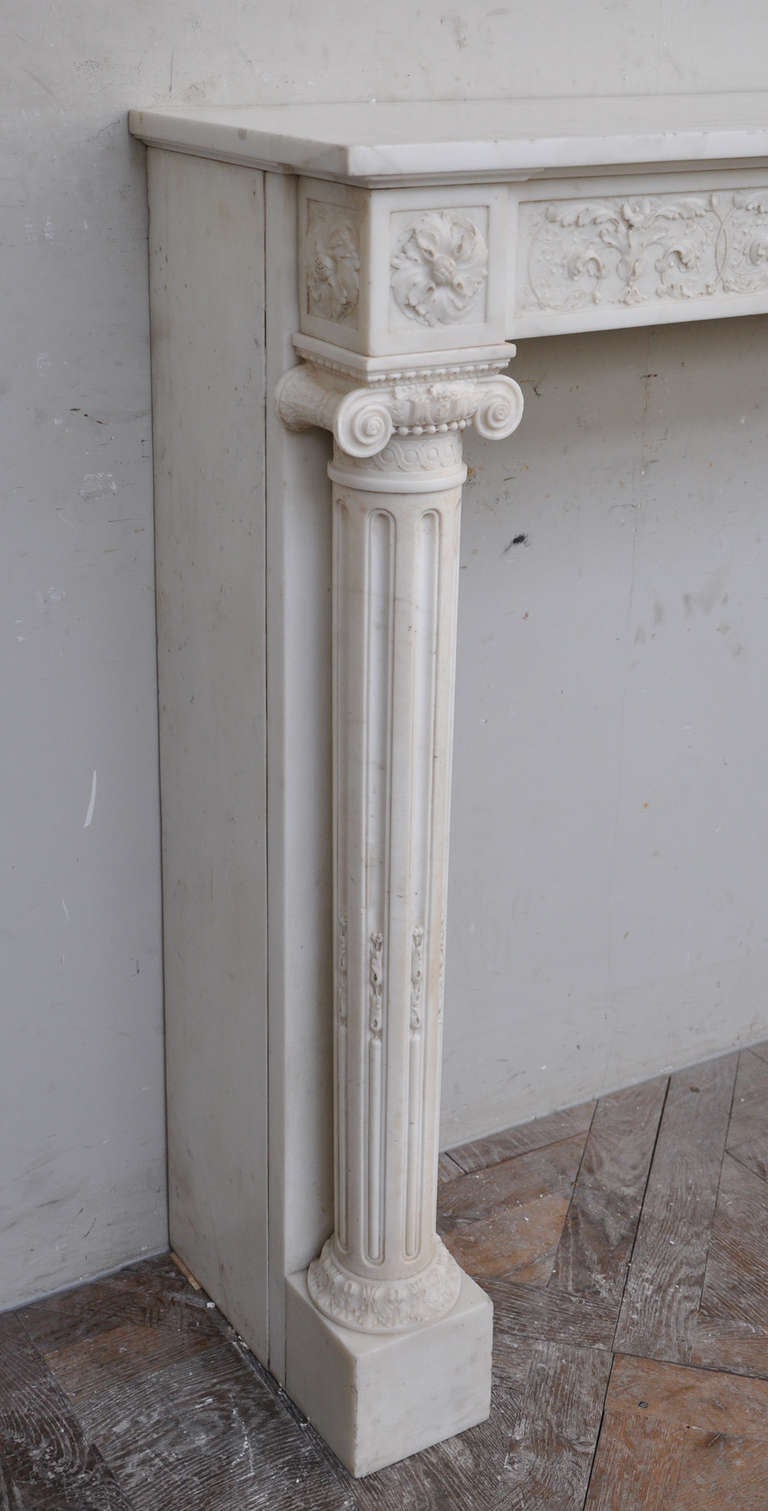 French Antique Louis XVI style fireplace with detached columns, 19th c.