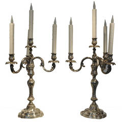 Pair of Louis XV Style Sterling Silver Candlesticks by Boin Taburet Manufacture