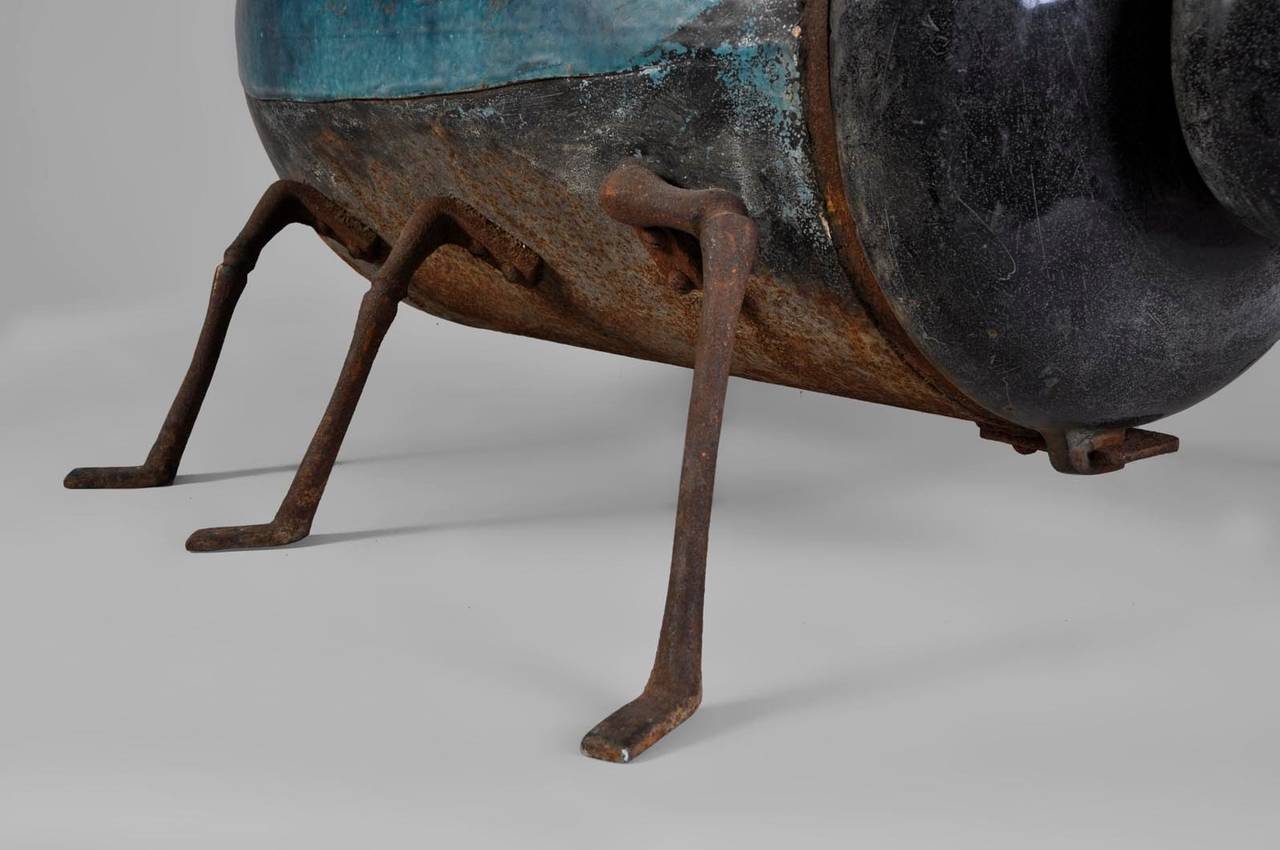 French Zoomorphic Enameled Cast Iron Stove in a Form of a Scarab, 19th Century