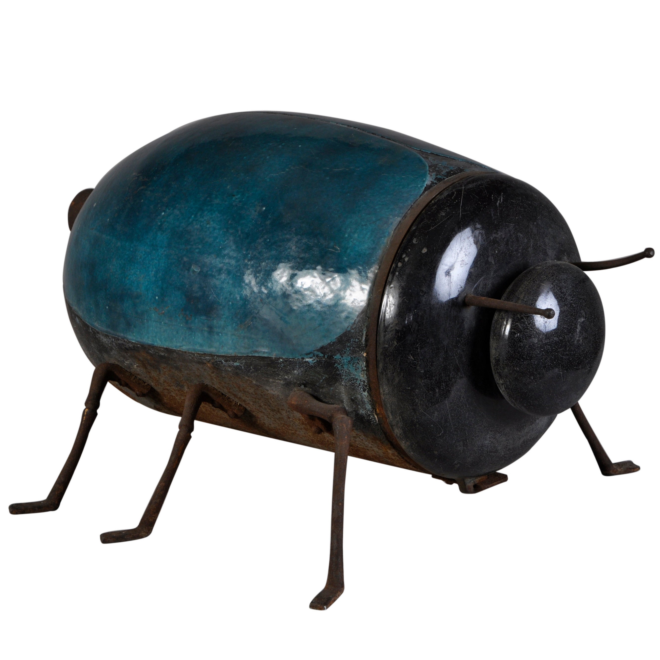 Zoomorphic Enameled Cast Iron Stove in a Form of a Scarab, 19th Century
