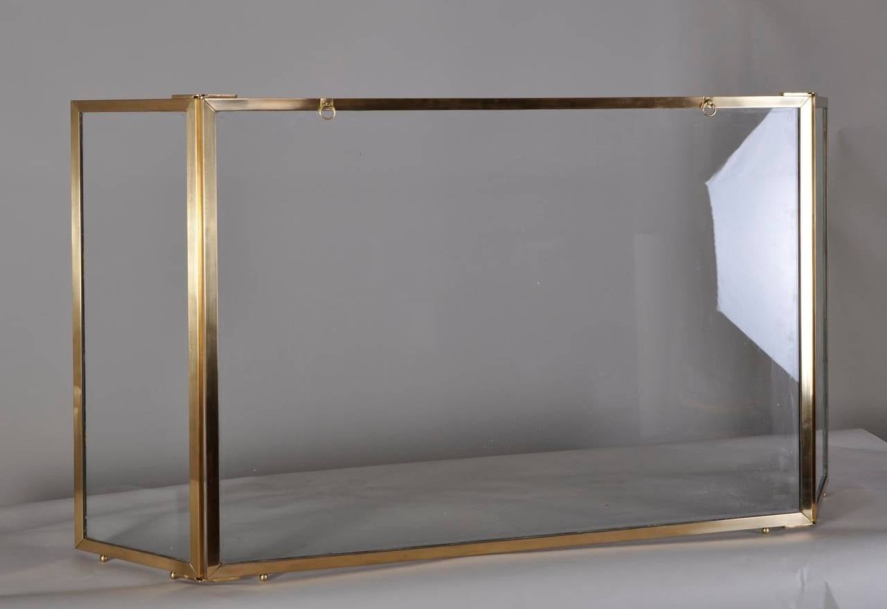 Brass and Glass 1970s Fire Screen