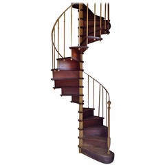 Cast Iron and Oak Spiral Staircase