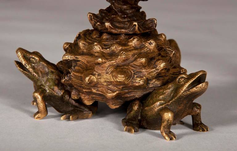 Ormolu Pair of Gilded Bronze Candlesticks with Circus Bears by Christophe Fratin