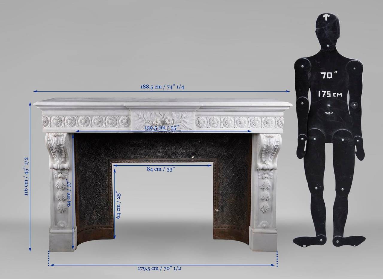 Louis XVI style fireplace after the model from the Petit Trianon, 19th c. For Sale 3