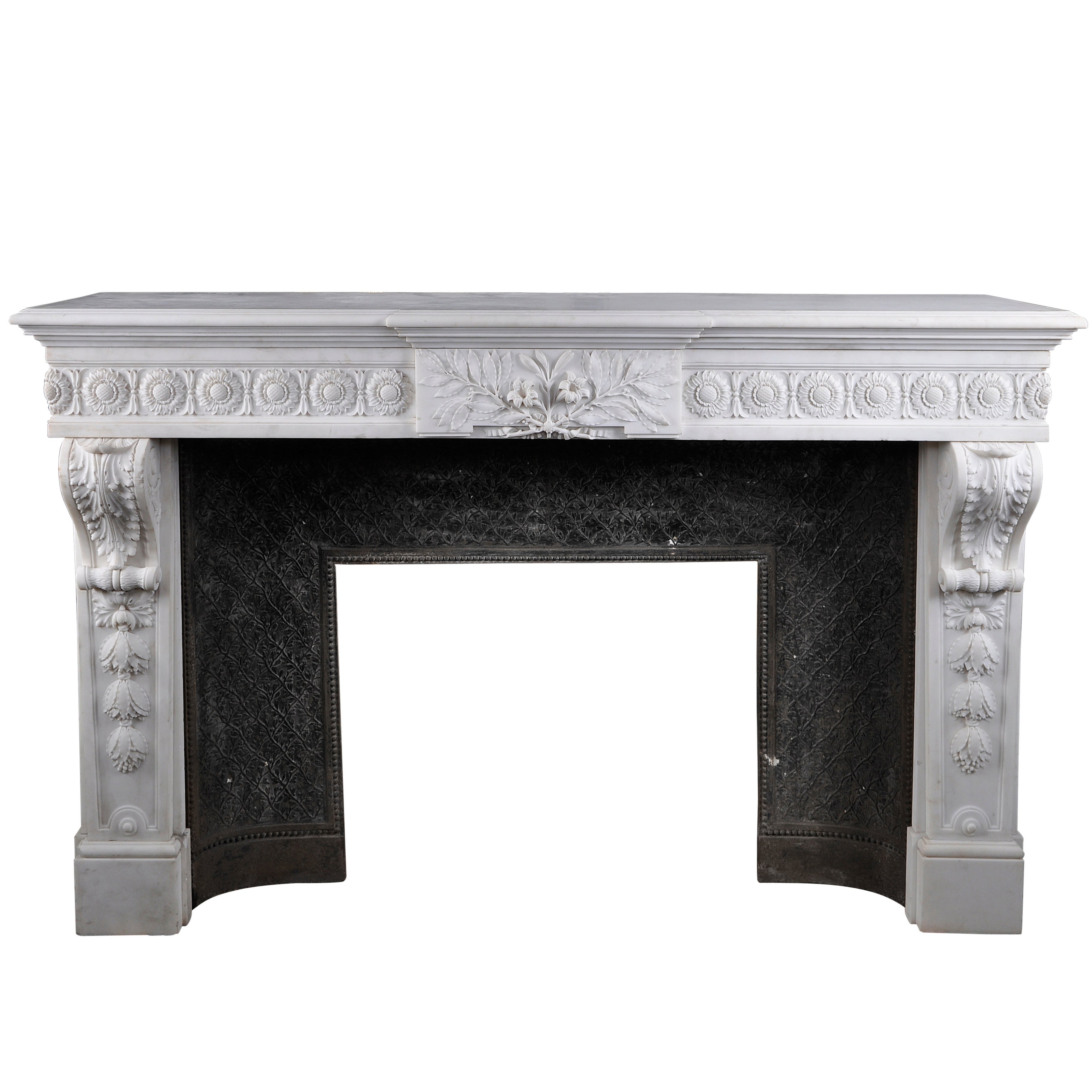 Louis XVI style fireplace after the model from the Petit Trianon, 19th c. For Sale