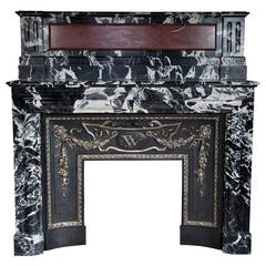 Exceptional Louis XIV Style Fireplace in Grand Antique and Red Griotte Marble