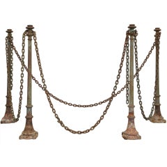 Series of 4 Antique Posts with Chain