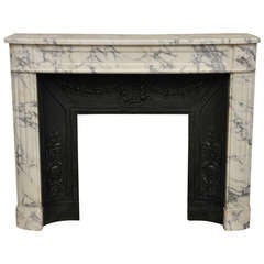 Antique Louis XVI Style Fireplace in Arabescato Marble 19th Century