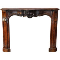Antique Louis XV Period Fireplace in Walnut Wood, 18th Century