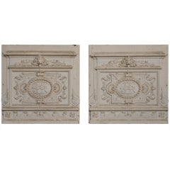 Antique Pair of molded panels with "JF" monogramm