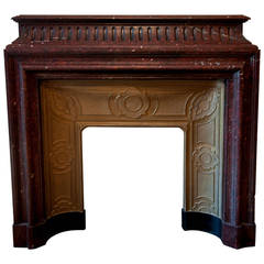 Antique Louis XIV Style Fireplace with Acroterion in Red Griotte Marble