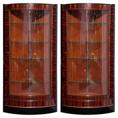 Pair of Ebony Macassar Art Deco Vitrines
