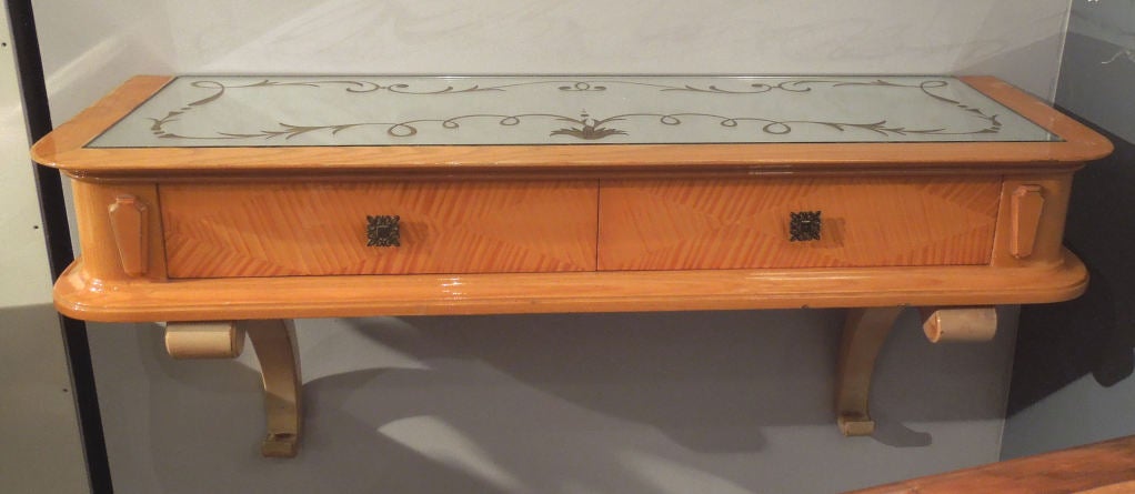 Glass Art Deco Console Table For Sale