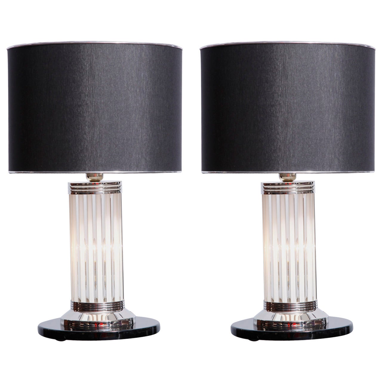 Pair of Art Deco Modernist Lamps by Petitot For Sale
