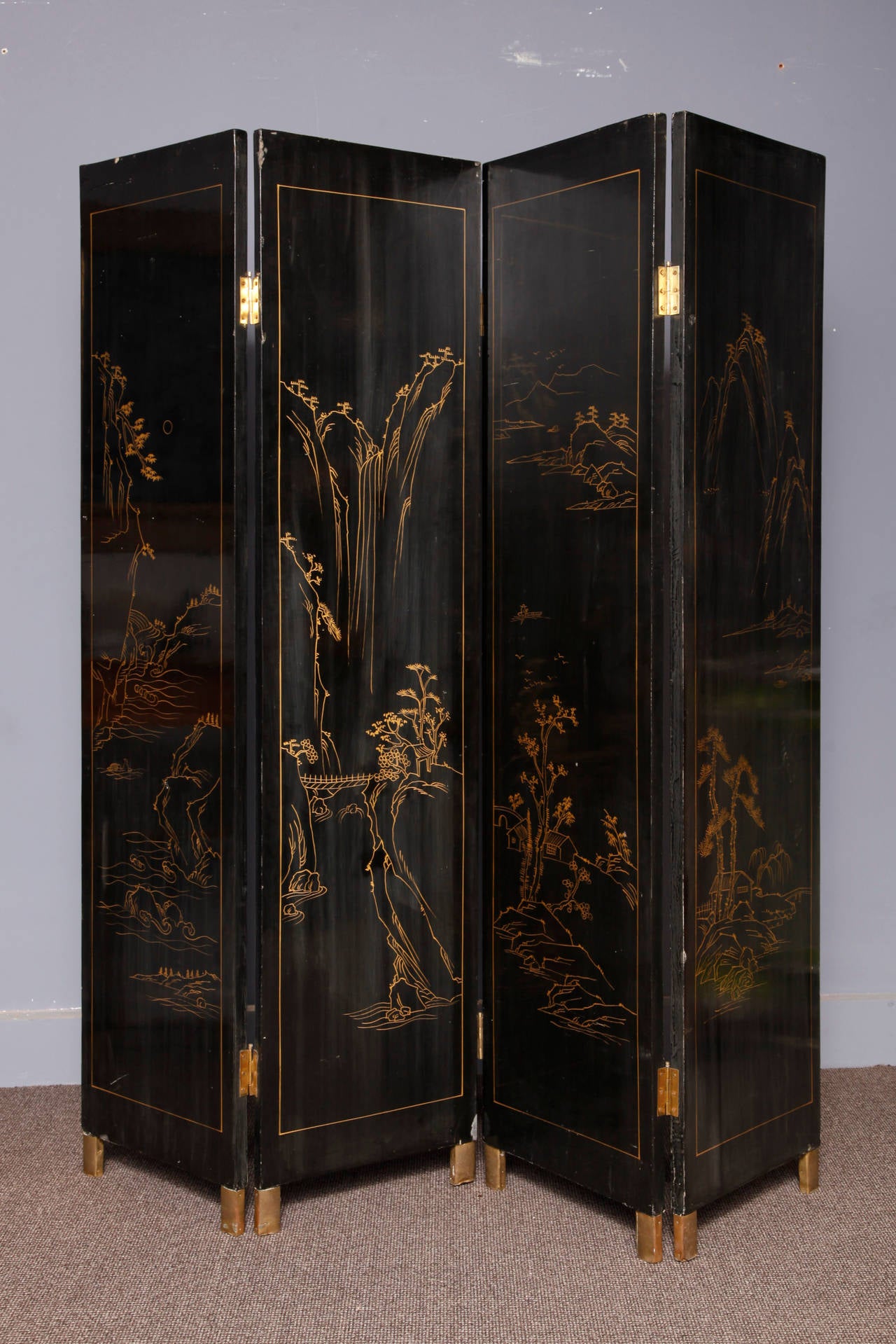 Late 19th Century Chinese Folding Screen In Good Condition In Brussels, BE